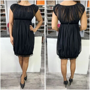 Marchesa Notte Black Mesh Sheer Cocktail Dress $595